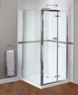 Aqualux Shine Products -  Fen1000aqu Polished Silver Shine Xtra Clear Glass Bi-fold Shower Door 1850mmx800mm