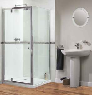Aqualux Shine Products -  Fen0996aqu Polished Silver Shine Xtra Clear Glass Pivot Shower Door 1850x760mm