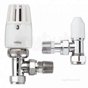 Pegler Bulldog TrvS and Manual Valves -  Bulldog 643101 Chrome/white Thermostatic Radiator Valve Lockshield Valve Pack 8mm/10mm