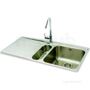 Carron Trade Sinks -  Carron Phoenix 101.0155.109 Ss Aria Kitchen Sink With 1.5 Bowl And Left Hand Drainer