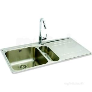 Carron Trade Sinks -  Carron Phoenix 101.0155.110 Ss Aria Kitchen Sink With 1.5 Bowl And Right Hand Drainer