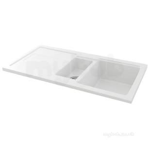 Carron Retail Sinks -  White Bali Ceramic Kitchen Sink With Left Hand 1.5 Bowl And Drain