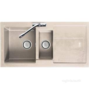 Carron Trade Sinks -  Champagne Bali Reversible Kitchen Sink With Large 1.5 Bowl And Drainer