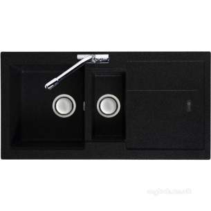 Carron Trade Sinks -  Jet Black Bali Reversible Large 1.5 Bowl Kitchen Sink And Drainer