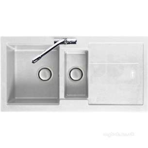 Carron Trade Sinks -  Polar White Bali Kitchen Sink Reversible With Large 1.5 Bowl And Drainer