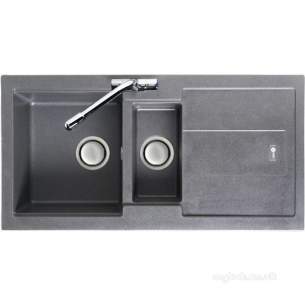 Carron Trade Sinks -  Stone Grey Bali Kitchen Sink Reversible With Drainer And Large 1.5 Bowl