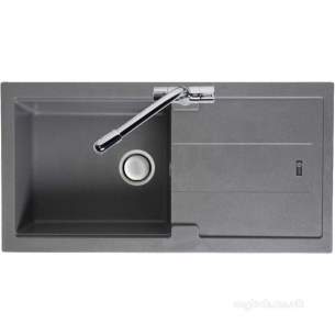 Carron Trade Sinks -  Stone Grey Bali Kitchen Sink Reversible With Drainer And Large Single Bowl