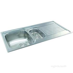Carron Retail Sinks -  Carron Phoenix 101.0174.732 Ss Contessa Kitchen Sink With Left Hand 1.5 Bowl And Drainer