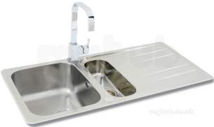 Carron Trade Sinks -  Carron Phoenix 101.0154.486 Ss Cuba Reversible Kitchen Sink With 1.5 Bowl And Drainer