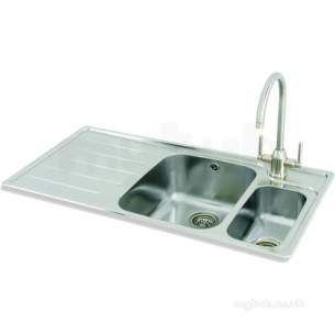 Carron Trade Sinks -  101.0071.444 Ss Isis Kitchen Sink With Offset .5 Bowl And Left Hand Drainer