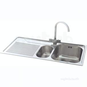 Carron Retail Sinks -  Carron Phoenix 101.0043.073 Ss Lavella Kitchen Sink With Left Hand 1.5 Bowl And Drainer