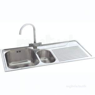 Carron Retail Sinks -  Carron Phoenix 101.0043.080 Ss Lavella Kitchen Sink With Right Hand 1.5 Bowl And Drainer