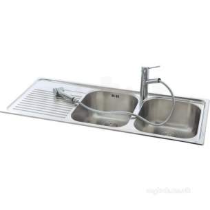 Carron Retail Sinks -  Lavella Kitchen Sink With Left Hand Double Bowls And Drainer
