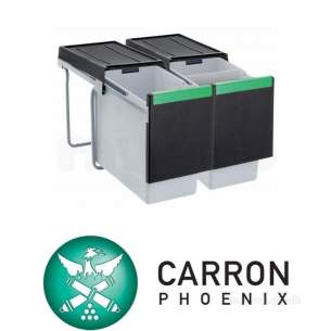 Carron Phoenix Taps and Mixers -  Carron Phoenix 2a1102 Na Linea 60 Litres Waste Sorter Triple Bin