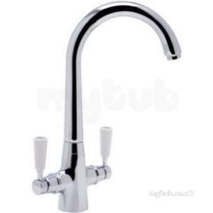 Carron Phoenix Taps and Mixers -  Carron Phoenix 2t0946 Opus Brushed Nickel Double Handle Kitchen Tap Ceramic Levers