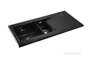 Carron Retail Sinks -  Black Sapphire Ceramic Kitchen Sink With Left Hand 1.5 Bowl And Drain