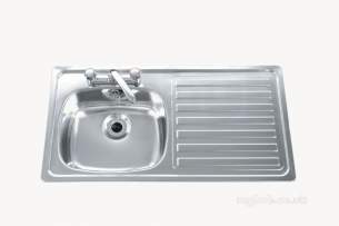 Carron Trade Sinks -  Unisink Two Tap Hole Kitchen Sink With Right Hand Single Bowl And Drain
