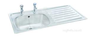 Carron Bs1244 Stainless Steel Sinks -  Unisink Inset Two Tap Hole Single Bowl Kitchen Sink With Right Hand Drainer