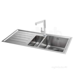 Carron Trade Sinks -  Carron Phoenix 101.0158.043 Ss Vela Kitchen Sink With 1.5 Bowl And Left Hand Drainer