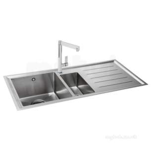 Carron Trade Sinks -  Carron Phoenix 101.0158.044 Ss Vela Kitchen Sink With 1.5 Bowl And Right Hand Drainer