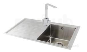 Carron Trade Sinks -  Carron Phoenix 101.0158.041 Ss Vela Single Bowl Kitchen Sink With Right Hand Drainer
