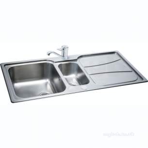 Carron Trade Sinks -  Zeta Linen Reversible Kitchen Sink With Large Square 1.5 Bowl And Drainer