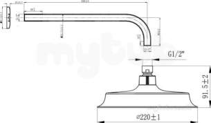 Center Shower Accessories -  Center Brand C04839 Chrome Fixed Shower Head With Shower Arm