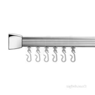 Plumb Center Showertrack and Curtains -  Croydex Gp87000 Silver Slenderline 4 Way Rail Kit Ceiling Support Hooks And Gliders