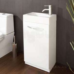 Flabeg Cabinets And Mirrors -  Hib 9501300 White Cassino Cloakroom Floor Standing Unit Single Door