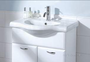 Flabeg Cabinets And Mirrors -  Hib 993.996553 White Denia 650mm Wash Basin One Tap Hole