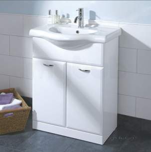 Flabeg Cabinets And Mirrors -  Hib 993.206315 White Denia 650mm Bathroom Vanity Base Unit Two Doors