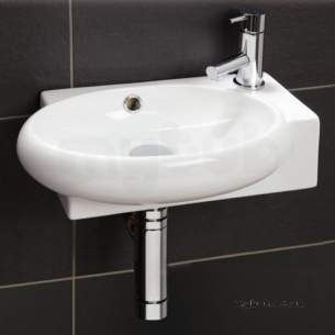Flabeg Cabinets And Mirrors -  Hib 9110 White Evoke Cloakroom Wall Or Corner Mount Wash Basin Soft Curves 1 Tap Hole