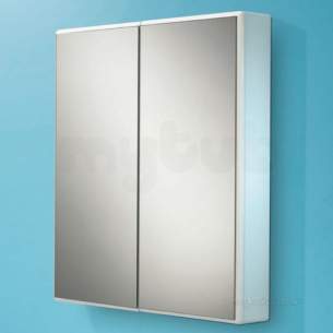 Hib Lighting Cabinets and Mirrors -  Hib 9101700 Aluminium Jersey 650x700mm Double Bathroom Cabinet Door Glass Shelves
