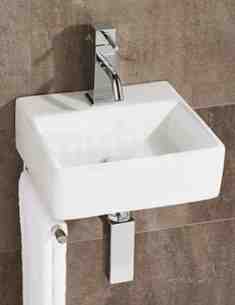 Hib Lighting Cabinets and Mirrors -  Hib 8910 Chrome/white Malo Sabai Cloakroom Squared Wash Basin With Towel Rail