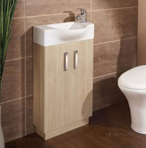 Flabeg Cabinets And Mirrors -  Hib 1380041 Light Oak Revio Reno Cloakroom Unit Floor Standing Two Door