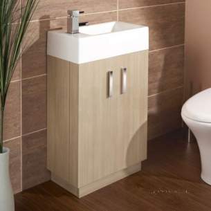 Flabeg Cabinets And Mirrors -  Hib 1380061 Light Oak Revio Metro Cloakroom Unit Floor Standing Two Door