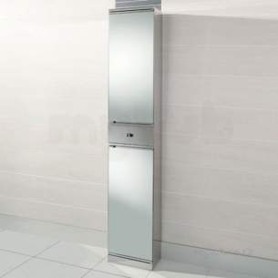 Flabeg Cabinets And Mirrors -  Hib 1043371 Ss Siva Tower Bathroom Cabinet With 2 Mirrored Doors And 1 Storage Drawer