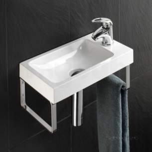 Hib Lighting Cabinets and Mirrors -  Hib 8860 White Solo Delta Wall Mounted Cloakroom Wash Basin One Tap Hole