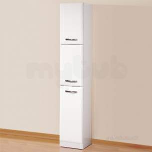 Flabeg Cabinets And Mirrors -  Hib 993.473127 White Sorrento Left Handed Tall Bathroom Storage 3 Door Cupboard Unit