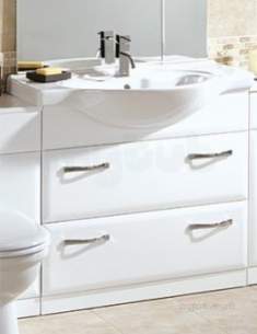 Flabeg Cabinets And Mirrors -  Hib 993.478516 White Sorrento Two Drawer Vanity Base Unit For 850mm Washbasin