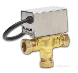 Thornmyson Boiler Spares -  White V4073 Motorised Mid-position Diverter Valve With 28mm Compression