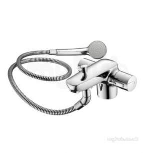 Ideal Standard Brassware -  Ideal Standard Chrome Ceramix Blue Double Knob Thermostatic Bath Filler With Handset