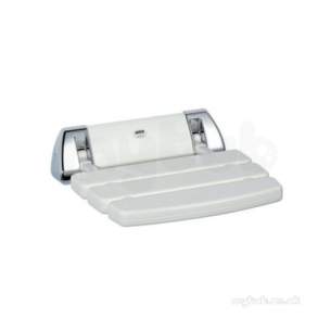 Mira Showers -  Mira 2.1536.128 White Wall Mount Folding Shower Seat 95.5 Kg Capacity 350mm Width