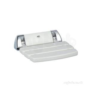 Mira Showers -  Mira 2.1536.129 White/chrome Wall Mount Folding Shower Seat 95.5 Kg Capacity 350mm Width
