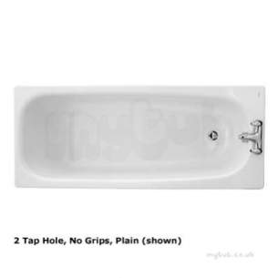 Twyfords Pressed Steel Baths -  Neptune Bath 1500x700 2 Tap Slip Resist Inc Grips Ne9472wh