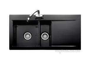 Rangemaster Sinks -  Rangemaster Nevada 15 Bowl Left Hand Ceramic Sink Blk