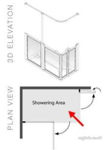 Akw Level Access Showering -  Akw Option B 750 High Screen Set 1250 X 750 Lh