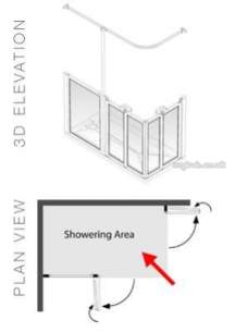Akw Level Access Showering -  Akw Option X 750 High Screen Set 1470 X 750 Lh