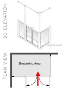 Akw Level Access Showering -  Akw Option Y 750 High Screen Set 1300 X 820 Rh