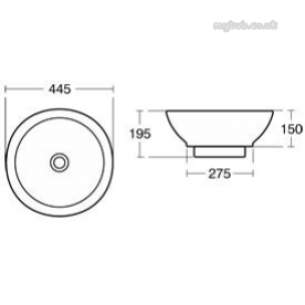 Ideal Standard Sottini Ware -  Ideal Standard Oracle E6860 500mm No Tap Holes Vessel Basin Wh